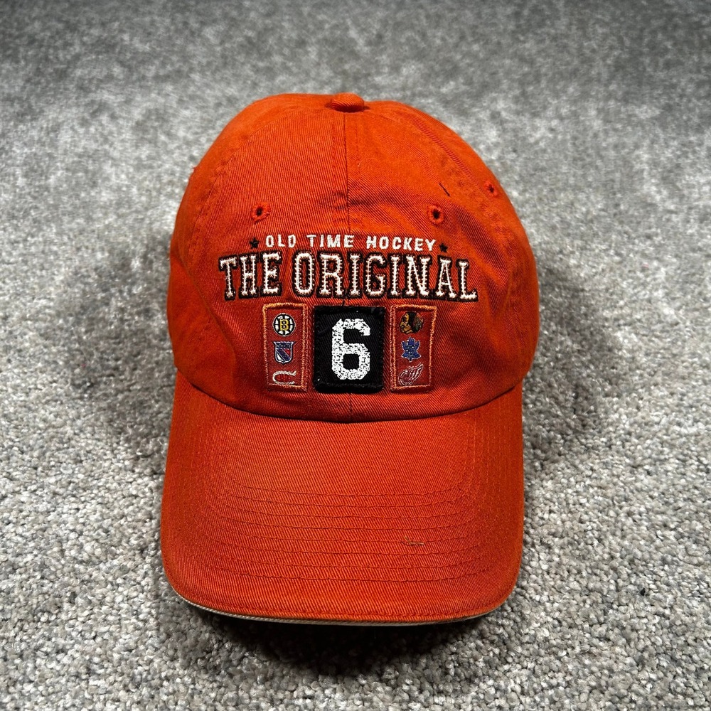 Old Time Hockey NHL The Original 6 Hat Orange Adjustable Cotton Dad Cap Mens